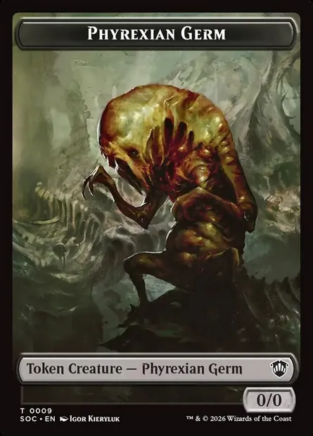 Phyrexian Germ, carte Magic TSOC 9 — extension Secrets of Strixhaven Commander Tokens
