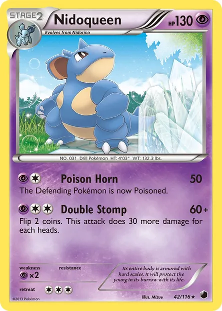 Nidoqueen, Pokémon card PLF 42 — Plasma Freeze set