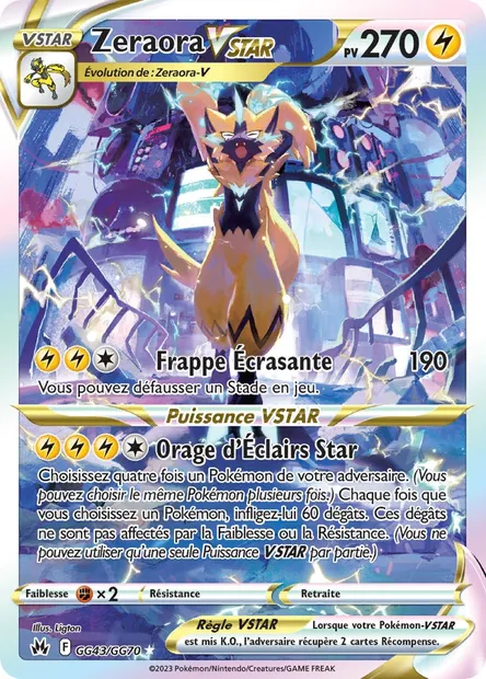 Zeraora VSTAR, carte Pokémon CRZ GG43 — extension Zénith Suprême