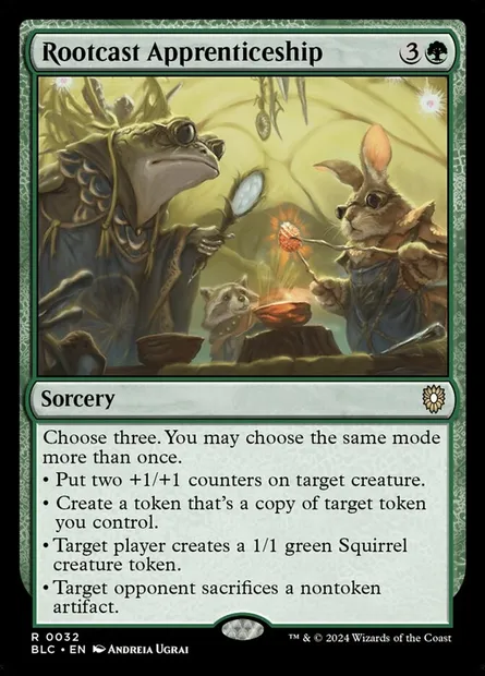 Rootcast Apprenticeship, Magic card BLC 32 — Bloomburrow Commander set