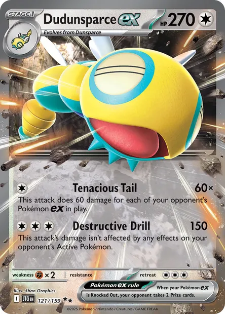 Dudunsparce ex, Pokémon card JTG 121 — Journey Together set