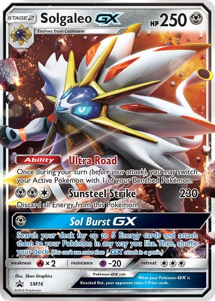 Solgaleo GX, carte Pokémon SM 16 — extension Promo SM