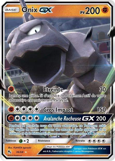 Onix-GX, carte Pokémon HIF 36 — extension Destinées Occultes