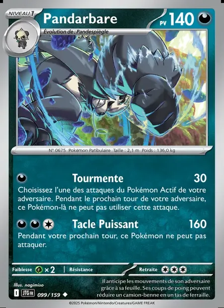 Pandarbare, carte Pokémon JTG 099 — extension Aventures Ensemble