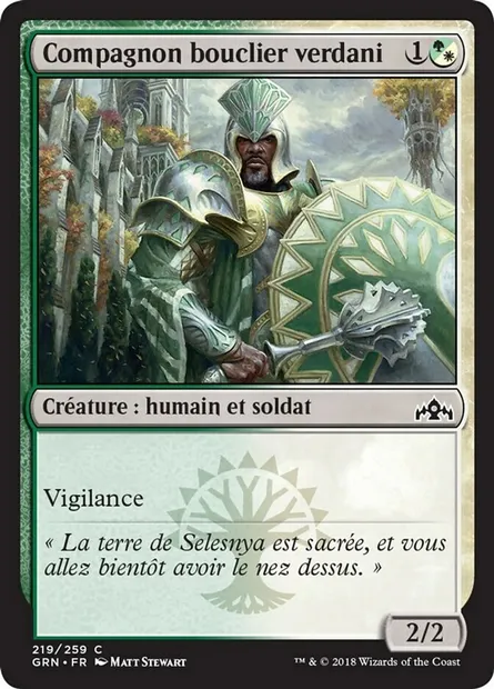 Compagnon bouclier verdani, carte Magic GRN 219 — extension Les Guildes de Ravnica