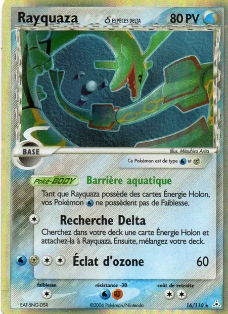 Rayquaza δ, carte Pokémon HP 16 — extension EX Fantômes Holon
