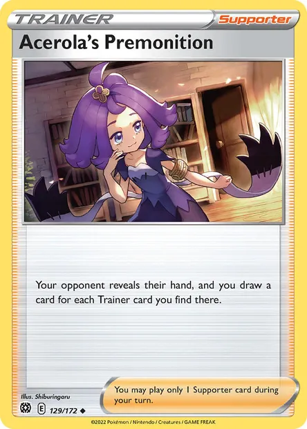 Acerola's Premonition, Pokémon card BRS 129 — Brilliant Stars set