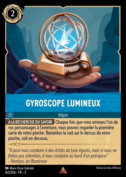 Gyroscope lumineux, carte Disney Lorcana CH3-163 — extension Les Terres d'Encres