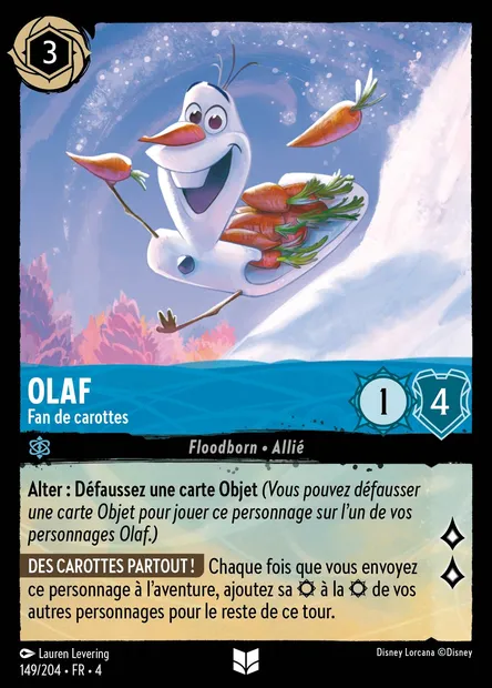 Olaf - Fan de carottes, carte Disney Lorcana CH4-149 — extension Le Retour d'Ursula
