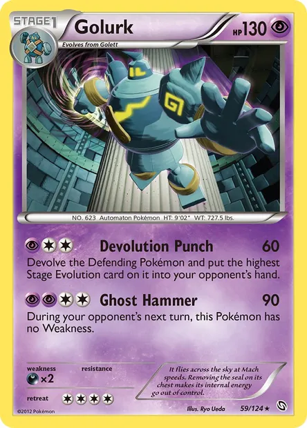 Golurk, Pokémon card DRX 59 — Dragons Exalted set