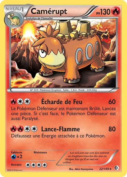 Camérupt, carte Pokémon BCR 22 — extension Frontières Franchies