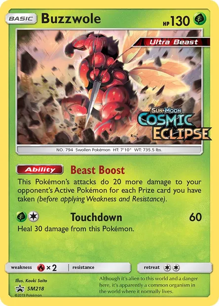 Buzzwole, Pokémon card SM 218 — SM Black Star Promos set