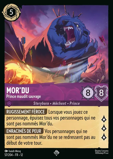 Mor'du - Prince maudit sauvage, carte Disney Lorcana CH12-057 — extension Contrées Inconnues