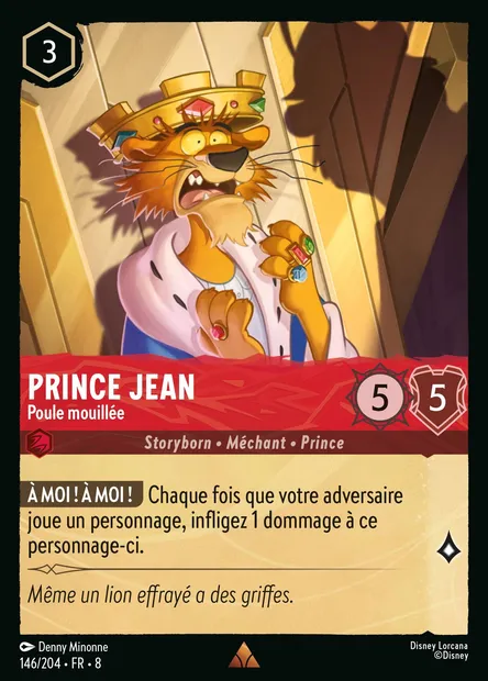 Prince Jean - Poule mouillée, carte Disney Lorcana CH8-146 — extension Le Règne de Jafar