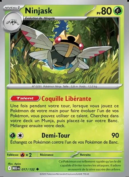 Ninjask, carte Pokémon MEG 017 — extension Méga-Évolution