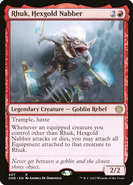 Rhuk, Hexgold Nabber, Magic card ONE 407 — Phyrexia: All Will Be One set