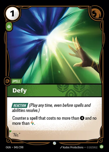 Defy, carte Riftbound OGN 045 — extension Origins