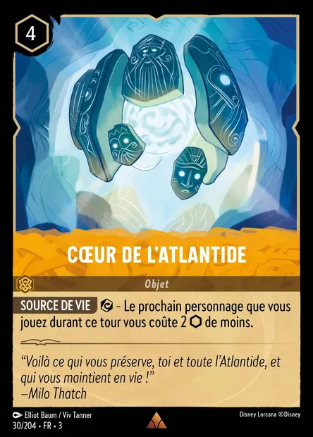 Cœur de l'Atlantide, carte Disney Lorcana CH3-030 — extension Les Terres d'Encres