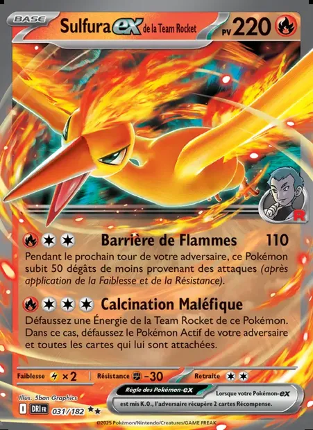 Sulfura-ex de la Team Rocket, carte Pokémon DRI 031 — extension Rivalités Destinées