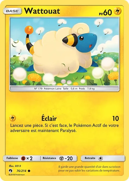 Wattouat, carte Pokémon LOT 76 — extension Tonnerre Perdu