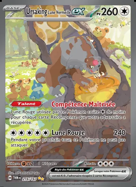 Ursaking Lune Vermeille-ex, carte Pokémon TWM 216 — extension Mascarade Crépusculaire