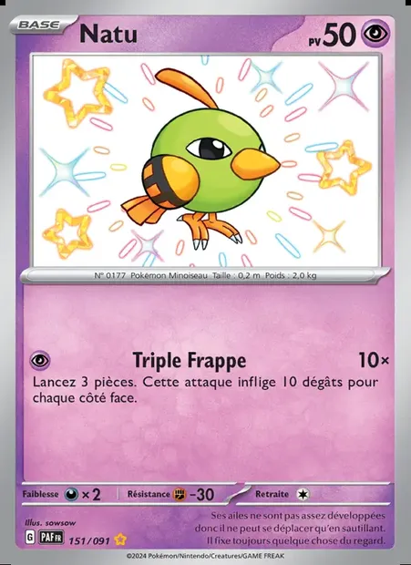 Natu, carte Pokémon PAF 151 — extension Destinées de Paldea