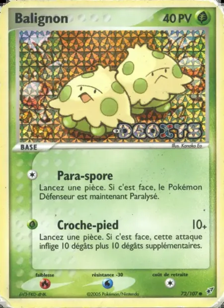 Balignon, carte Pokémon DX 72 — extension EX Deoxys