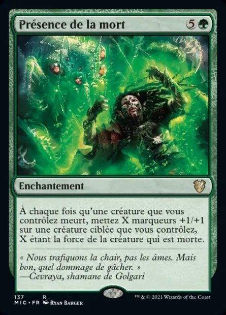Présence de la mort, carte Magic MIC 137 — extension Midnight Hunt Commander