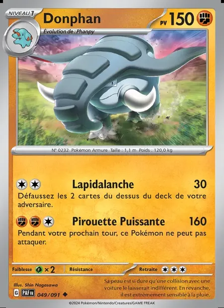 Donphan, carte Pokémon PAF 049 — extension Destinées de Paldea