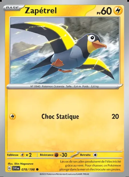 Zapétrel, carte Pokémon SVI 078 — extension Écarlate et Violet