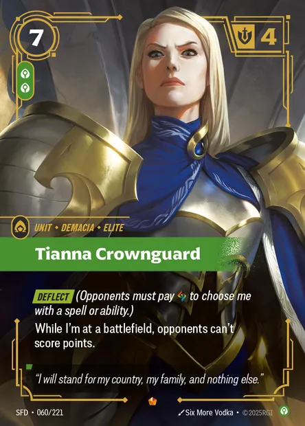 Tianna Crownguard, Riftbound card SFD 060 — Spiritforged set