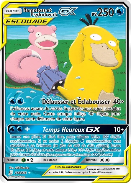 Ramoloss et Psykokwak GX, carte Pokémon UNM 218 — extension Harmonie des Esprits