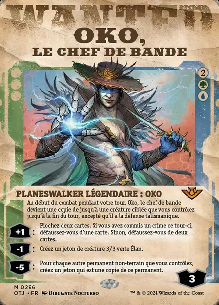 Oko, le chef de bande, carte Magic OTJ 296 — extension Outlaws of Thunder Junction