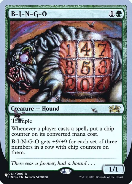 B-I-N-G-O, Magic card ULST 34 — The List (Unfinity Foil Edition) set