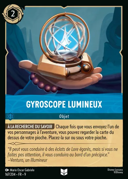 Gyroscope lumineux, carte Disney Lorcana CH9-167 — extension Fabuleux