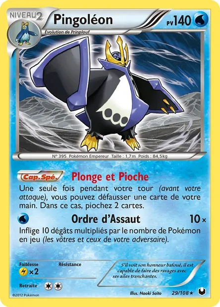 Pingoléon, carte Pokémon DEX 29 — extension Explorateurs Obscurs