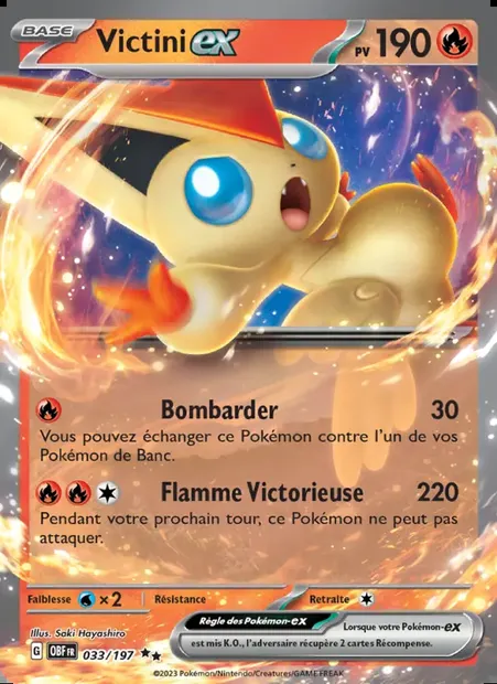 Victini-ex, carte Pokémon OBF 033 — extension Flammes Obsidiennes