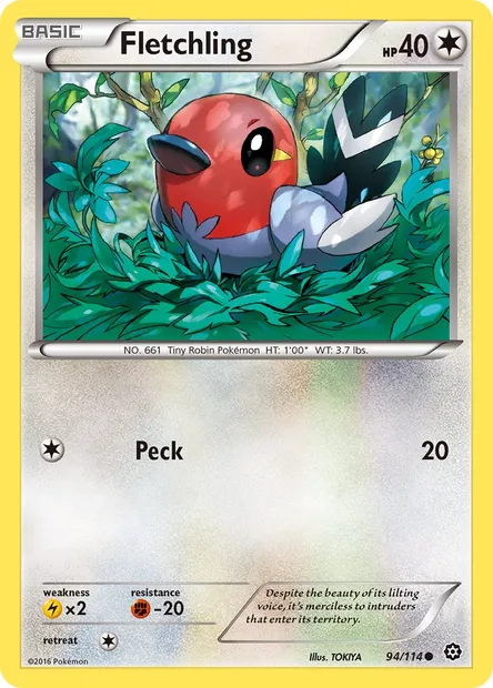 Fletchling, Pokémon card STS 94 — Steam Siege set