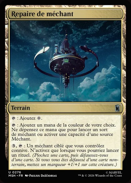 Repaire de méchant, carte Magic MSH 276 — extension Marvel Super Heroes