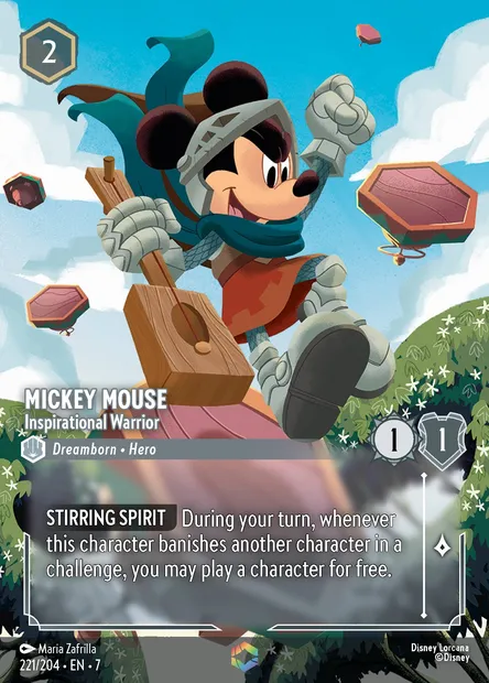 Mickey Mouse - Inspirational Warrior, Disney Lorcana card CH7-221 — Archazia's Island set