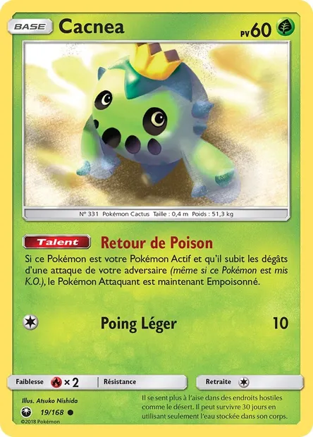 Cacnea, carte Pokémon CES 19 — extension Tempête Céleste