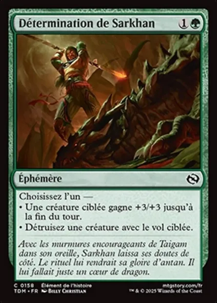 Détermination de Sarkhan, carte Magic TDM 158 — extension Tarkir: Dragonstorm