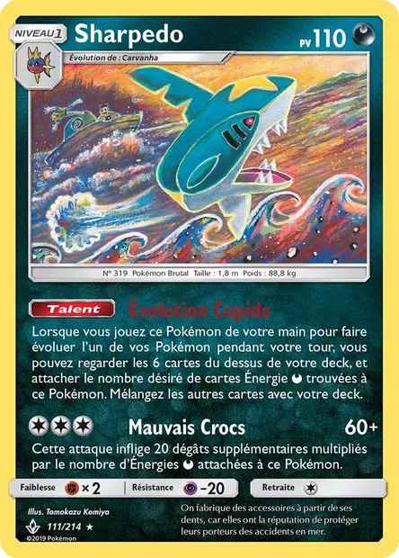 Sharpedo, carte Pokémon UNB 111 — extension Alliance Infaillible