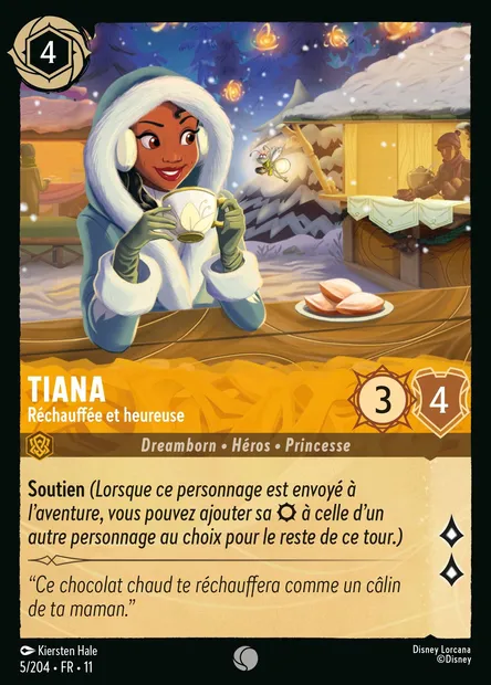 Tiana - Réchauffée et heureuse, carte Disney Lorcana CH11-005 — extension Givresort