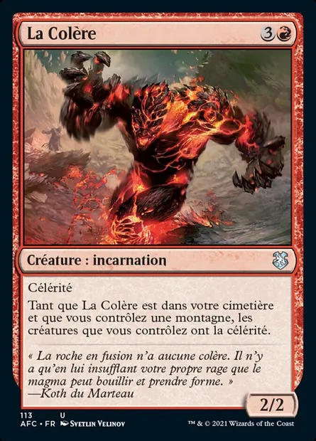 La Colère, carte Magic AFC 113 — extension Forgotten Realms Commander