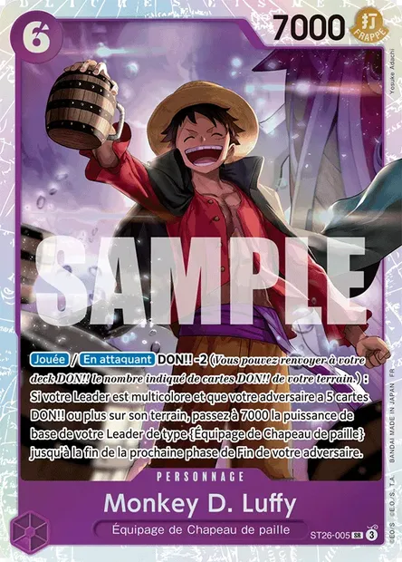 Monkey D. Luffy, carte One Piece ST26-005 — extension VIOLET/NOIR Monkey D. Luffy