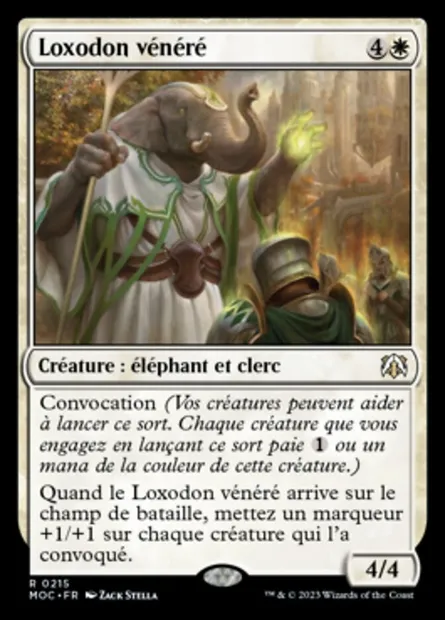Loxodon vénéré, carte Magic MOC 215 — extension March of the Machine Commander