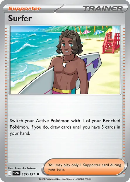 Surfer, Pokémon card SSP 187 — Surging Sparks set