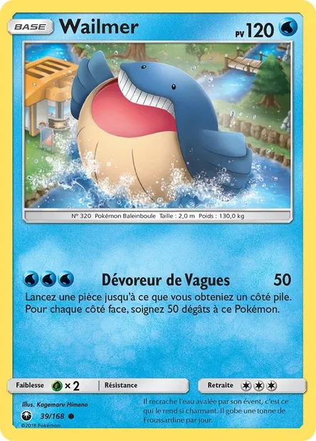 Wailmer, carte Pokémon CES 39 — extension Tempête Céleste