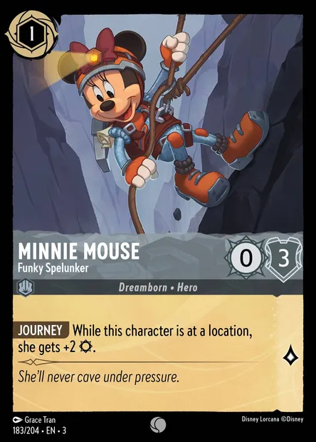 Minnie Mouse - Funky Spelunker, Disney Lorcana card CH3-183 — Into the Inklands set
